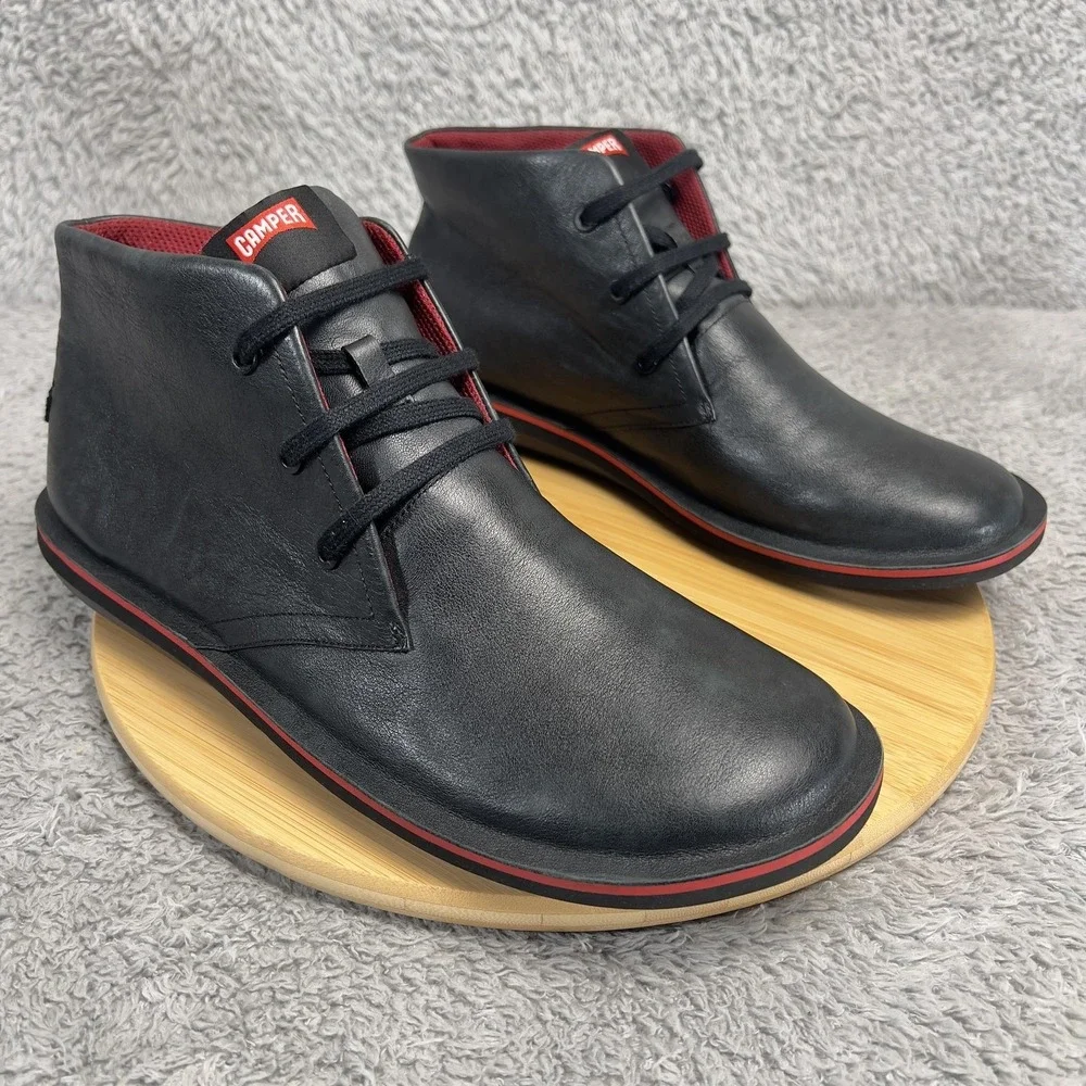 Camper Chukka Boots Mens Size 12 Black Leather Casual Ankle Shoes 36530-008